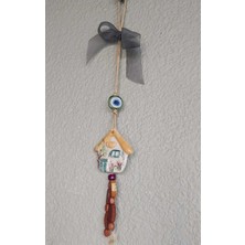 El Yapımı Seramik Nazar Asma Süsü, 5X5CM, Canlı Sarı Renk