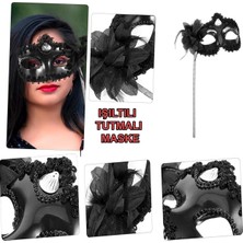 Vanch Siyah Işıltılı Tutmalı Fotoğraf Çekimi Maskesi