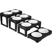 Ayarlanabilir Mama ve Su Kabı Standı, 4 Yükseklik Seçeneği, Siyah