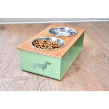 Yeşil Köpek Mama Standı, Küçük Cins Için Şık ve Kullanışlı Tasarım