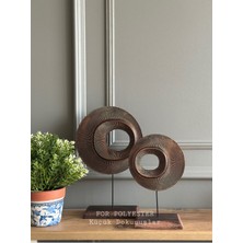 Bakır Renkli 2’li Metalik Masa Üstü Dekoratif Halka Biblo Takımı