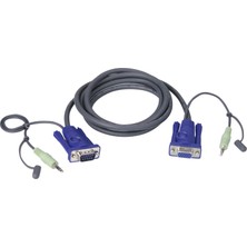 VGA Kablosu, 1 x Hdb-15 Erkek (Vga Monitör), 1 x Mini Stereo Fiş (Hoparlör) <=> 1 x Hdb-15 Dişi (Kvm Port), 1 x Mini Stereo Fiş (Hoparlör), 1.8 Metre 
vga Cable With Audio, 1.8m