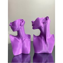 About The Perfect Mor Renk Dekoratif Takı Mankeni 2'li Set, 23 ve 21 Cm, Takı Organizasyon Standı