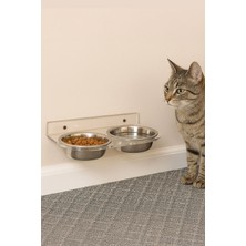 Şeffaf Pleksi Duvara Monte Mama ve Su Kabı, Turuncu, Dayanıklı ve Pratik Kullanım