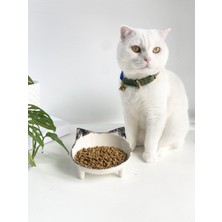Siyah Desenli Seramik Kedi Mama ve Su Kabı, Şık ve Kullanışlı Tasarım