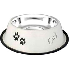 Desenli Çelik Mama Kabı, 8 Oz, 12 Cm, Ekru Renkli, Sağlıklı ve Şık Tasarım