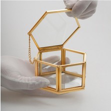 About The Perfect Kapaklı Cam Takı Yüzük Kutusu, Gold Pirinç, Düğün ve Nişan Organizasyonu