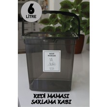 6 Litre Antrasit Renkli Plastik Kedi Maması Saklama Kabı