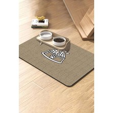 Desenli Kedi Köpek Mama Paspası, Krem Renk, 50X70CM, Yumuşak ve Şık Tasarım