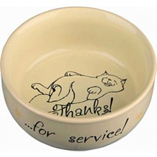 Kedi Seramik Mama ve Su Kabı, 0,3 Lt, 11 Cm, Canlı Sarı Renk