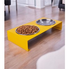 Sarı Metal Mama Kabı Standı, Sağlam ve Şık Tasarım, Güvenli Kullanım