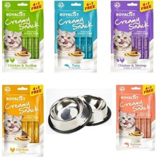 Kremalı Atıştırmalık 5'li ve 1 Adet 16CM Çelik Mama Kabı (8 Oz)