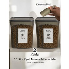Gri 5,5 Litre Plastik Köpek Maması Saklama Kabı, Set Halinde