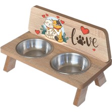 Kahverengi Mdf Mama Kabı ve Standı, Şık ve Kullanışlı Hayvan Besleme Seti