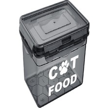 Füme Renkli Kapaklı Kedi Mama Saklama Kabı, 3,5-4 Kg, Sızdırmaz Özellikli