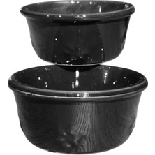 Kedi Köpek Seramik Su ve Mama Kabı, Siyah, 2'li, 14CM, 2X400ML
