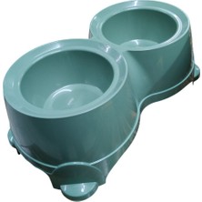 Haki Renkli 690 ml Çiftli Kedi ve Köpek Mama-Su Kabı Seti