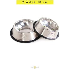 2'li 18CM Metal Kedi ve Köpek Mama Su Kabı, Gri Renk