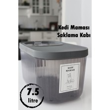 Şeffaf Plastik Kedi Maması Saklama Kabı, 7,5 Lt, Düzenleyici, Gri Renk