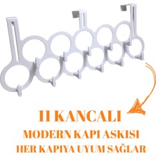 11 Kancalı Çok Amaçlı Kapı Arkası Askısı Beyaz | Deliksiz ve Kurulumsuz Pratik Yer Tasarruflu Elbise, Çanta, Havlu Askılığı
