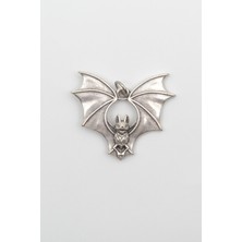 Gotik Yarasa Kolye Ucu - Antik Gümüş Kaplama