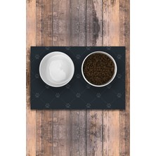 Kaymaz Tabanlı Keçe Baskılı Evcil Hayvan Mama Paspası 45X100