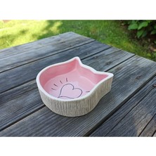 Pembe Seramik Kedi Mama Kabı, Şık ve Dayanıklı Tasarım