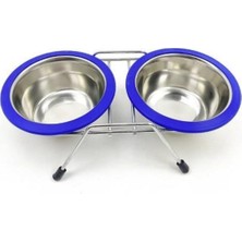 Krom Kaplı Çiftli Mama Kabı 32 Oz, Dayanıklı ve Şık Tasarım, Kolay Kullanım