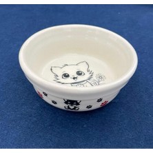 Bej Seramik Mama ve Su Kabı, 250 Ml, 12 cm Çap, Şık ve Kullanışlı.