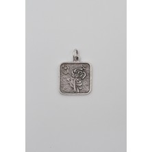 Otantik Gül Kolye Ucu - Antik Gümüş Kaplama - Kadın Erkek