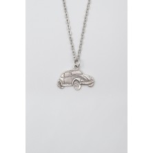 Nostaljik Vosvos Düz Ezme Zincir Kolye - Antik Gümüş Kaplama - Kadın Erkek - 60 cm