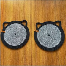 Kırçıllı Siyah Evcil Hayvan Mama Paspası, Pamuk Ip Hasır Altlık