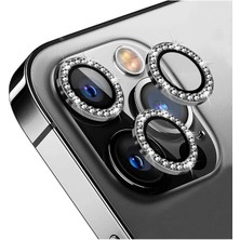 Arkay iPhone 13Pro / 13Pro Max Uyumlu Parlak Taşlı Kamera Koruma Lens Koruyucu Temperli Cam