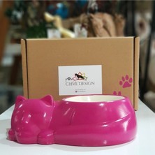 Fuşya Seramik Kedi Mama Kabı, 150 Ml, Şık ve Kullanışlı Tasarım