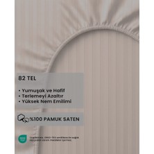 Mamcrazy Satin Stripe %100 Pamuk Saten Tek Kişilik Çizgili Lastikli Çarşaf Seti Yastıklı 120X200+30