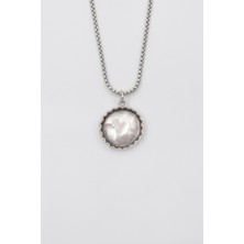 Retro Gazoz Kapağı Örme Zincir Kolye - Antik Gümüş Kaplama - Kadın Erkek - 60 cm