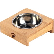 Şık Ahşap Tekli Mama Kabı, Siyah, Sağlıklı ve Dayanıklı Tasarım