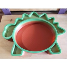 Yeşil Dinazor Şekilli Kedi Köpek Mama ve Su Tası Küçük 2 Adet