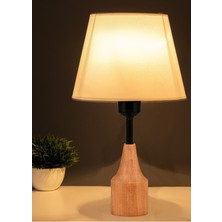 Şık Ahşap Ayaklı Krem Kumaş Abajur, Ev Dekoru Için Güzel Seçenek