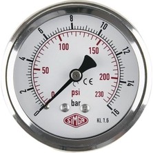 Ø63 Mm, Arkadan Bağlantılı, Kuru Tip, 0-16 Bar Ölçüm Manometresi