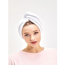 Kulcu Tekstil Beyaz Saç Havlusu Bonesi