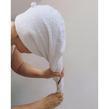 Kulcu Tekstil Beyaz Saç Havlusu Bonesi
