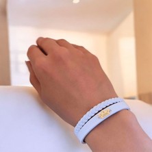 Archin Zeynep İsmine Özel 14  Ayar Altın Plakalı  Beyaz Derili Taç Figürlü Hediye Bileklik-500 İsim