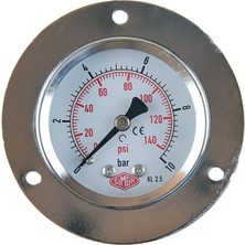 Ön Flanşlı Kuru Tip Manometre, 0-4 Bar, Çap Ø52 mm