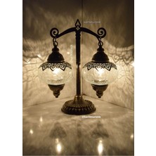 Renkli Dekoratif Masa Lambası, Otantik ve Şık Abajur, Lazer Detaylı, Hediye Seçeneği