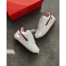 Happy Valentines Day Force 1 Kirazlı Sneaker Yüksek ve Kaydırmaz Yüksek Tabanlı Kadın Spor Ayakkabı