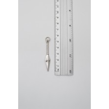 Anime Ninja Kunai Düz Ezme Zincir Kolye - Antik Gümüş Kaplama - Kadın Erkek - 60 cm