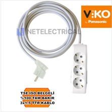 Multi-Let | Üçlü 10 Metre Topraklı Yan Fişli Çocuk Korumalı Grup Priz - 3'lü, 10 M, 3x1.5 Ttr (Tam Bakır) Kablolu