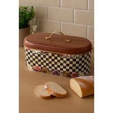Makri Home Ekmeklik, Metal Ekmeklik, Ekmek Sepeti, Çiçek Desenli Ekmeklik, Yerli Üretim (34  cm   x  19  cm   x  16  cm )