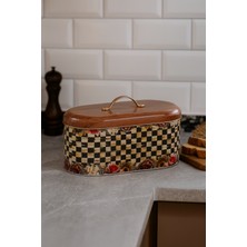 Makri Home Ekmeklik, Metal Ekmeklik, Ekmek Sepeti, Çiçek Desenli Ekmeklik, Yerli Üretim (34  cm   x  19  cm   x  16  cm )